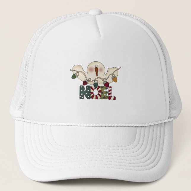 Boné Snowman Noel T-shirts e presentes (Frente)