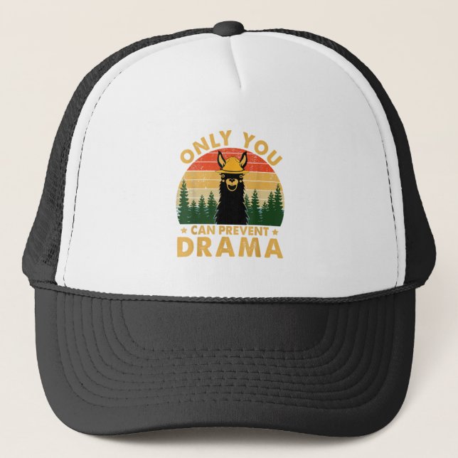 Boné Só você pode evitar o drama Llama acampando Vintag (Frente)