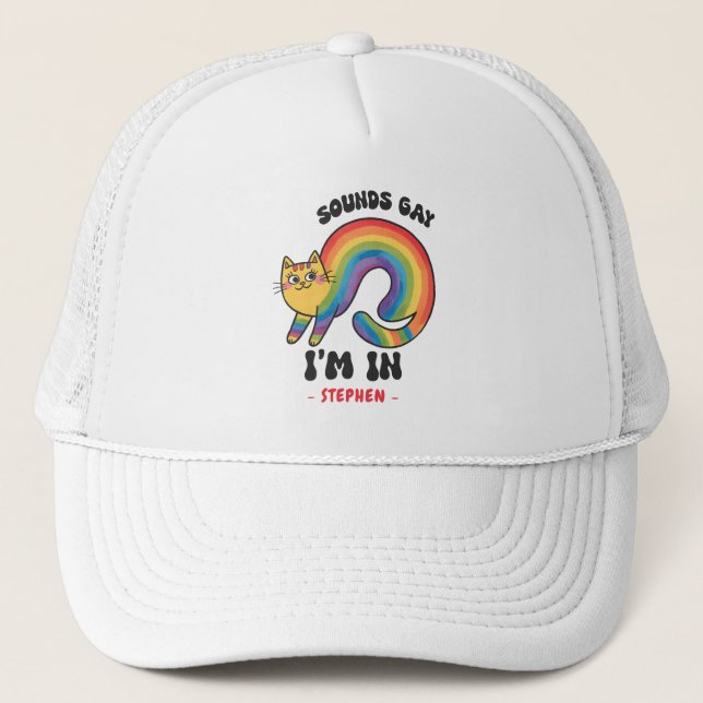 Boné Soa Gay, estou dentro do Rainbow Cat LGBTQ Pride (Frente)
