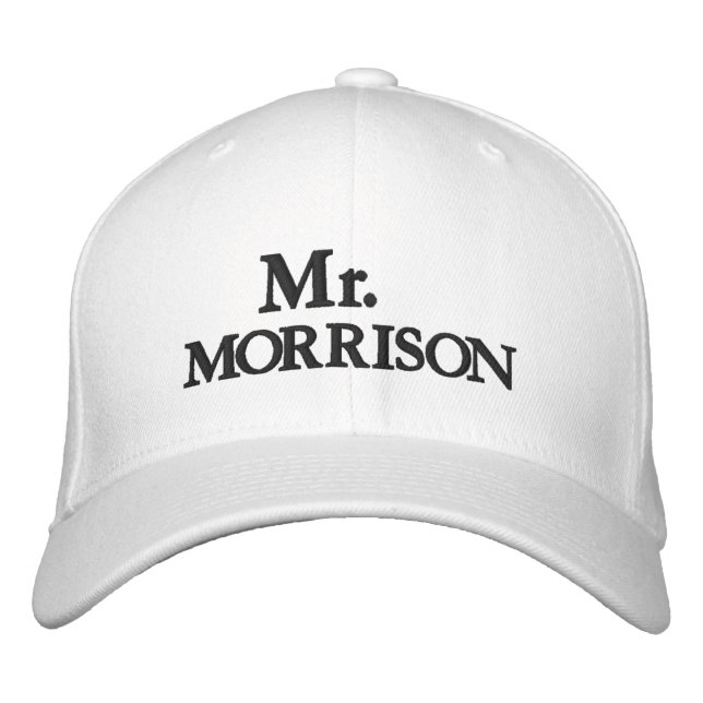Boné Sobrenome preto branco personalizado personalizado (Frente)