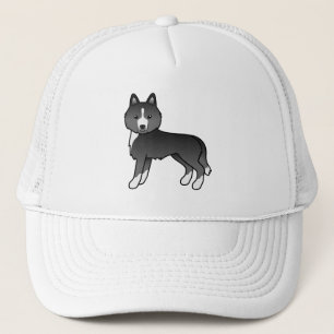 Boné Sobretudo Cão de Cartoon Negro Siberiano Cachorro