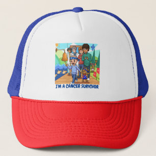 Boné Sobrevivente de câncer Red Hat White Blue Baseball