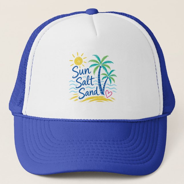 Boné Sol Sal Areia – Palmeira de Praia Tropical Verão  (Frente)