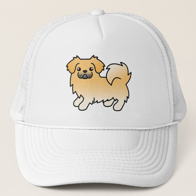 Boné Spaniel Tibetano Bege Desenho Animado Fofo Cachorr (Frente)