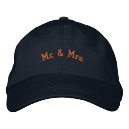 Boné Sr & Sra Nome Personalizado Cor do Texto Mel Navy 