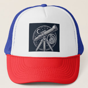 Boné Stargazer Cósmico Vintage Telescope Art