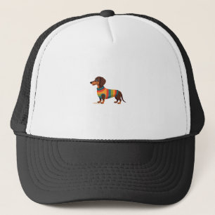 Boné Suéter Vintage Arco-íris Dachshund Cachorro Fofo I