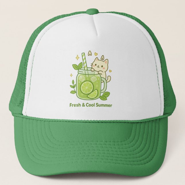 Boné Sumo de Limão fresco e Design Kawaii Gato gótico (Frente)