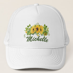 Boné Sunflower Trucker Hat com nome personalizável