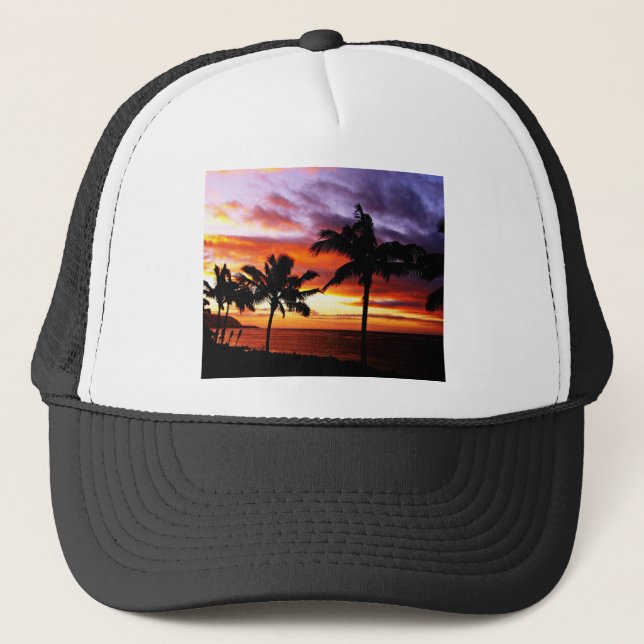 Boné Sunset de praia tropical (Frente)