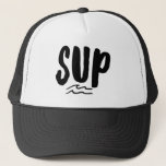 Boné SUP Passe Conselho Pule Preto<br><div class="desc">O camionista imprimiu design de onda preto e branco com "SUP" para qualquer um que adora se levantar de conselho.</div>