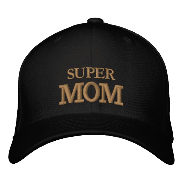 Boné SUPER MOM embroidered baseball cap gold / black (Frente)