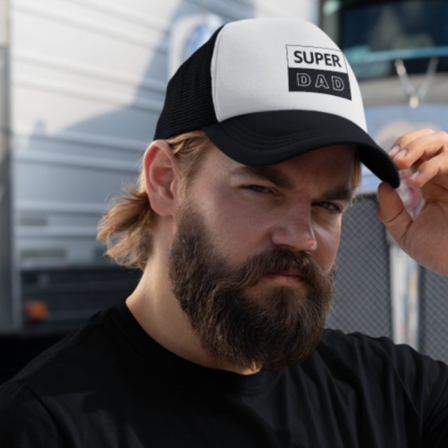 Boné Super Pai | Pai Preto E Branco (Criador carregado)