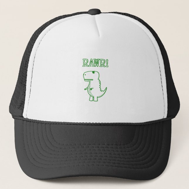 Boné T Rex Dino, Irritado Verde (Frente)