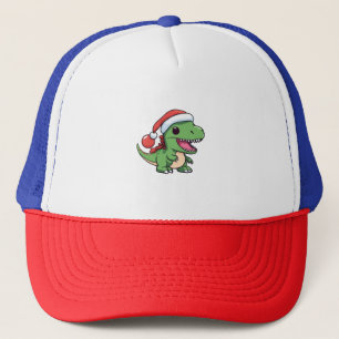 Boné T-Rex Dinossauro Kawaii em Chapéu de Natal