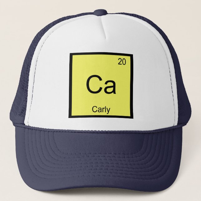Boné Tabela Periódica de Elementos Químicos Nome Carly (Frente)