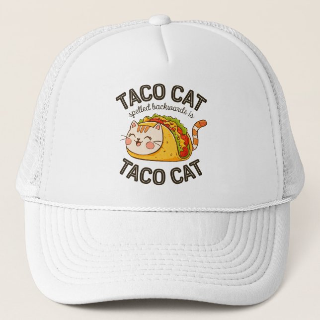Boné Taco Cat Ortografado Para Trás É Taco Cat Felino (Frente)