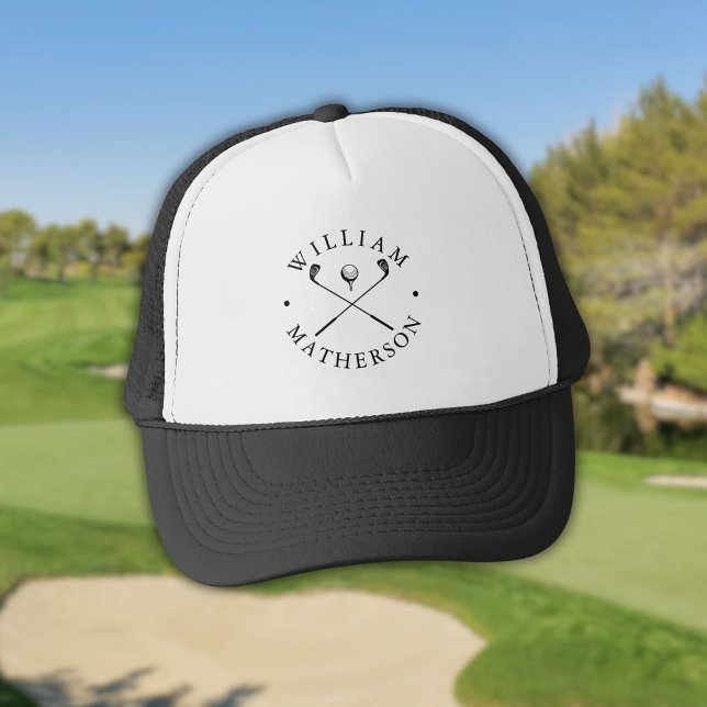 Boné Tacos de golfe clássicos personalizados com nome (Classic Golf Clubs Personalized Name Trucker Hat)