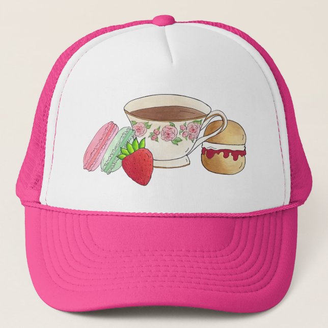 Boné Tarde, Teacup Cream Scone Do Tea Party (Frente)