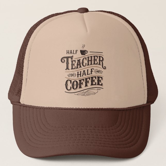 Boné Teacher Cool retro word art coffee  (Frente)