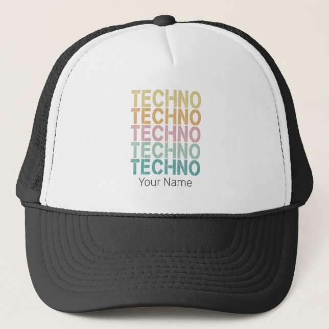 Boné Tecno House - Letra Retroativa Eletro Vintage Rave (Frente)