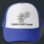 Boné Tênis Camp Champ Hat<br><div class="desc">Tênis Hat com desenho animado. Adicione seu próprio texto engraçado. Imagens especializadas em camisas de tênis original e presentes engraçados de tênis para homens, mulheres e crianças. Ver uma grande seleção de produtos tênis exclusivos em nosso compro. Muitos itens também podem ser personalizados com seu texto ou nome pessoal em...</div>