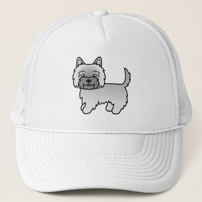 Boné Terrier Cairn Cinza Cachorro Cartoon Fofo (Frente)