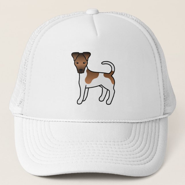 Boné Terrier Fox Lisa Branco e Bege Fofo Cachorro Carto (Frente)