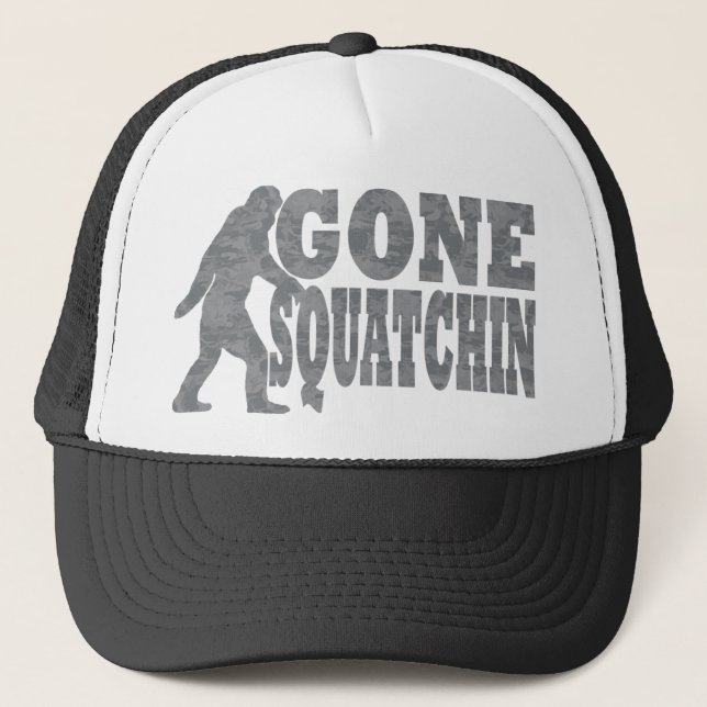 Boné Texto & bigfoot idos do preto do squatchin (Frente)