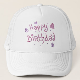 Boné Texto de Aniversário Feliz Reproduzido