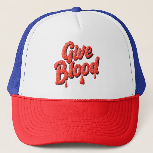 Boné Texto de Dador de Sangue do Mundo - Dar Sangue par (Frente)