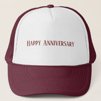 Boné Texto de Feliz Aniversário de Casamento Cor Marrom