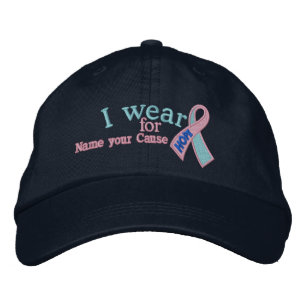 Boné Texto de Friso de Cancer Azul-Rosa Personalizado