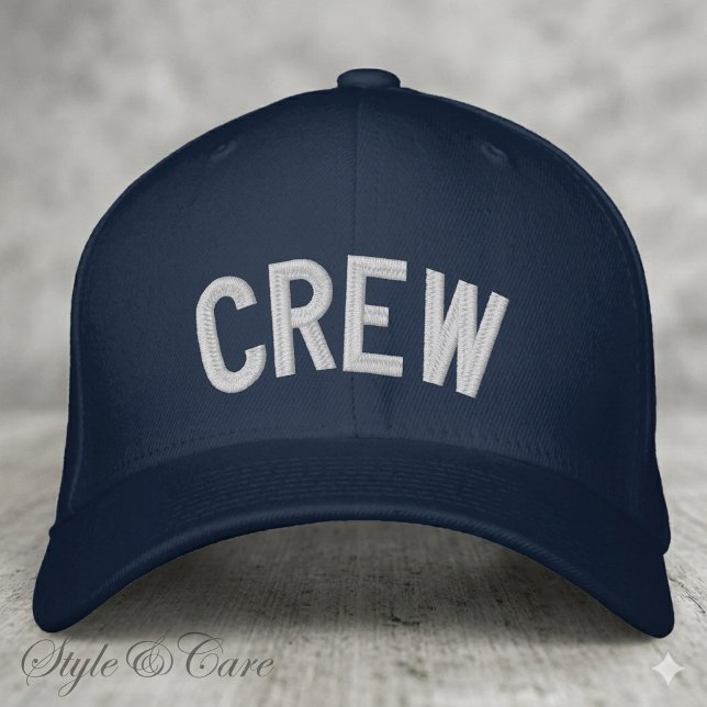 Boné Texto de TRIPULAÇÃO personalizado moderno (Modern Custom CREW Text Embroidered Baseball Cap)