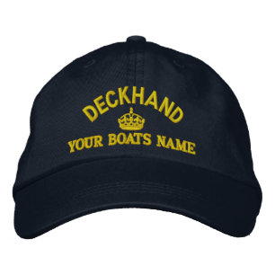 Boné Texto do Deckhand com coroa