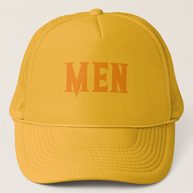 Boné Texto MEN personalizado de cor amarela e amarela b (Frente)