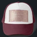 Boné Texto Personalizado das Unidades de Miniatura da L<br><div class="desc">Rosa Dourado Blush Glitter Sparkle Drips Texto Rosa Personalizado Moderno - Adicione seu Texto / Nome Único ou Remova Texto - Faça seu Presente Especial - Redimensione e mova ou remova e adicione texto / elementos com a ferramenta de personalização. Design por MIGNED. Por favor, veja meus outros projetos. Você...</div>
