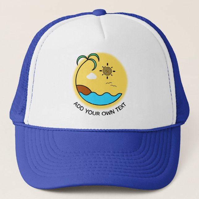 Boné Texto Personalizado de Emblem de Praia do Verão Mo (Frente)