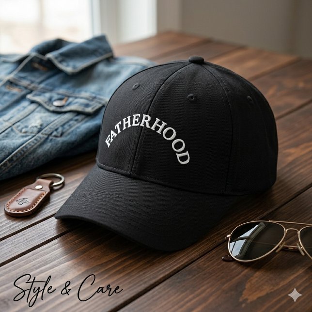 Boné Texto Personalizado de Paternidade Elegante (Personalized Fatherhood Text Stylish Embroidered Baseball Cap)
