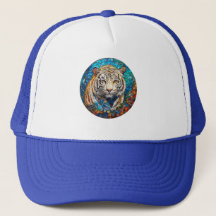Boné Tigre Branco em um Desenho Circular Vibrante