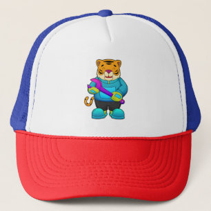 Boné Tigre como mecânico com chave inglesa