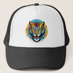Boné Tinta de cores Arco-íris Cabeça de Tigre