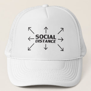 Boné Tipografia moderna da Distância Social e setas eng