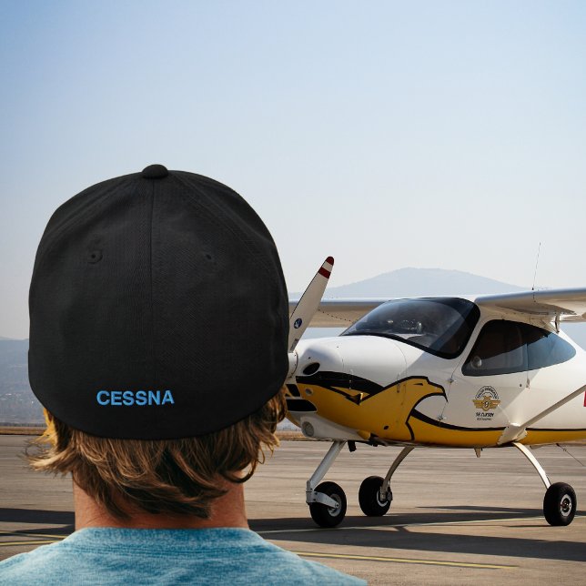 Boné Tipografia Moderna Simples Cessna Azul de Aniversá (Criador carregado)