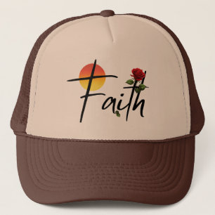 Boné Tipografia Negra Faith com Rosa