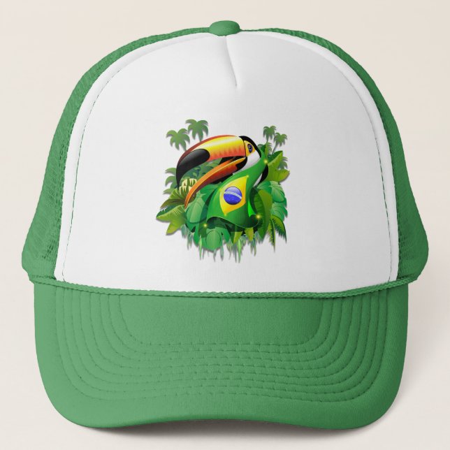 Boné Toco Toucan com os chapéus da bandeira de Brasil (Frente)