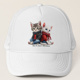 Boné Tom & Luna Chapéu Diário – Casal de Gatos Fofo de