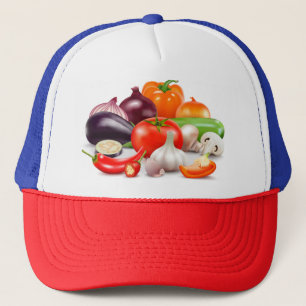 Boné Tomates Asparagos Beterraba Aquarela Vegetais Cor