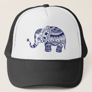 Boné Tons de Azul Flor Elefante Fofo