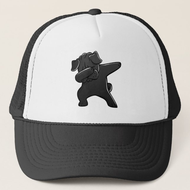 Boné Toque ligeiro preto engraçado do Pug (Frente)